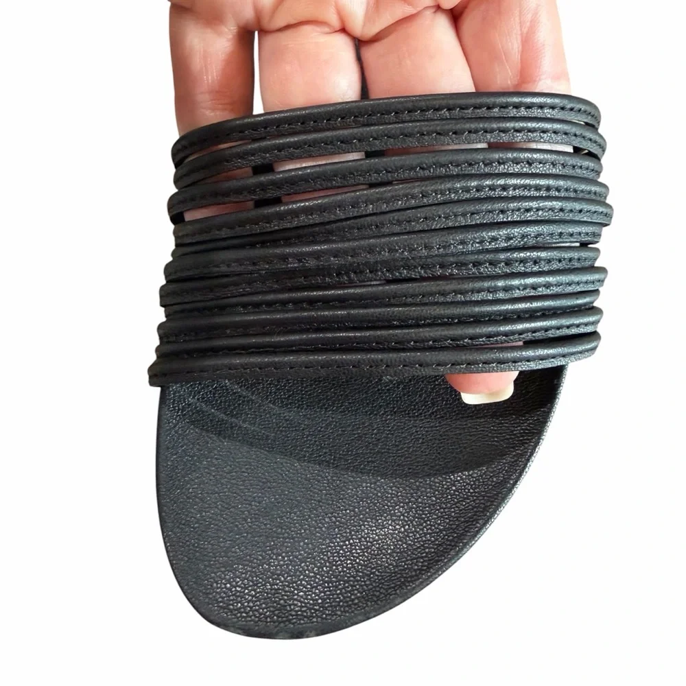 Eileen Fisher Strappy Sandals Size 9 Black Leather Shea Open Toe Sporty